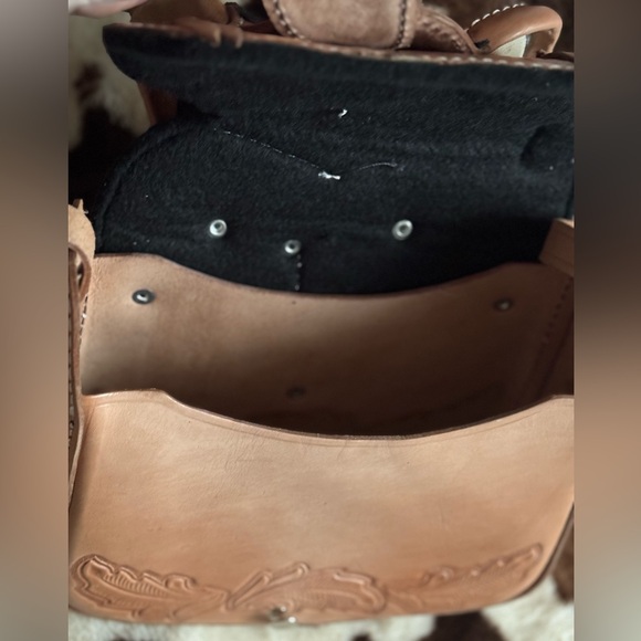 Light Brown Western Handmade Leather Saddle Bag - Picture 5 of 5